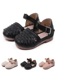 Fashion Toddler Infant Kids Baby Girls039 Sandals Summer Solid Colors Leather Beach Weaved Casual Flat Princess Party Shoesg48396779