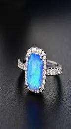 Exquisite Women039 s 925 Sterling Silver Ring White Blue Purple Green Red Princess Cut Fire Opal Diamond Jewelry Birthday Propo5043237
