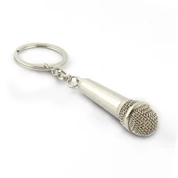 Key Rings 10pcs lot Novelty Metal Microphone Keychains Design Keyrings Can Hide a Love Note Gifts 230531