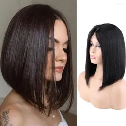 Bliss Natural 14 Inch Short Straight Bob Wig 4x4 Lace Front Human Hair Wigs 180% Density Frontal Pixie Cut