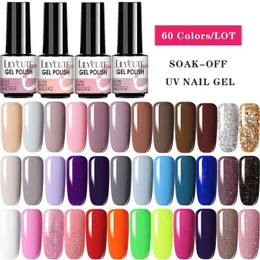 블레이드 60/112/136 색상 Lilycute Nail Gel Polish Set Glitter 반 영구 하이브리드 젤 바니시 탑 코트 Soak Off UV LED DIY