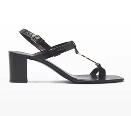 Women sandal high heels shoes luxury design Cassandra Medallion ToeRing Sandals black genuine leather cool sandals with box2318677