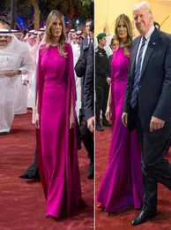 Melania Trump Same Evening Dress Saudi Arabia Elegant Respectful039 Tour Outfits Floor Length Formal Dress with Long Wrap9884707