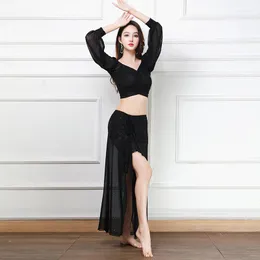 Stage Wear Woman Costume Belly Dance Performance Clothings Lesson Festival Outfit Chinese Folk Top Chiffon Long Skirt Party Clothes