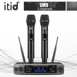 Microphones Itid Karaoke Stage Performance Wedding Home KTV Party SM9 500-599MHz Professional 2 Channels Wireless Microphone System