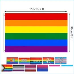 Banner Flags 12 Tasarım 3x5fts 90x150cm Philadelphia Phily Düz İlerleme LGBT Rainbow Eşcinsel Gurur Bayrak Damlası Ev Gar Dhlby