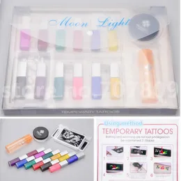 Tattoos Free shipping 12 color Temporary tattoo Body Art condensation liquid kit 12 colors of Glitter kit