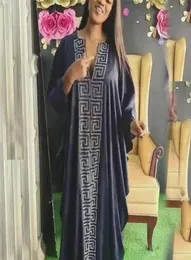 Ethnic Clothing African Women Plus Size Dresses Silk Drill V Neck Dashiki Clothes Abaya Dubai Muslim Long Dress RobeEthnic4652011