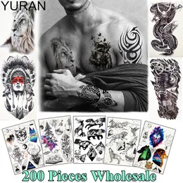 Dövmeler Yuran 200 adet Toptan Galaxy Dövme Geçici Vücut Sanat Tatoo Kabile Aslan Kaplan Sticker Erkekler için Kadınlar Sahte Kol Göğüs Dövmeler