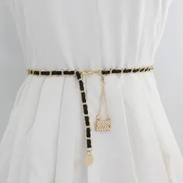 Cintos elegantes cinto de corrente de camada multi-camada para mulheres Moda de forma dourada colorida metal de alta cintura vestido corporal lady tassel y2k