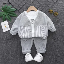 Clothing Sets Baby Boys Casual Single Breasted Sweater Jacket Long Sleeve Round Neck Three Piece Childrens Sports Clothes Suits