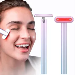 도구 New 4 In 1 Facial Wand Led Red Light Therapy 얼굴 마사지 도구 EM은 얼굴 목에 대한 마사지 기계 스킨 케어 뷰티 장치 얼굴 목에 얼굴 목마