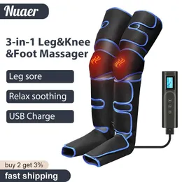 Gevşeme nuaer 360 ° ayak hava basınçlı bacak masajı diz masajı kan dolaşımı tahliye kas ağrısı gevşeme vücut masajı