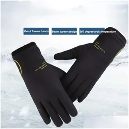 Other Home Textile Men Winter Warm Gloves Plus Veet Thicked Windproof Waterproof Riding Comfortable Sensitive Fingertip Touch Sn Dro Dhhpx