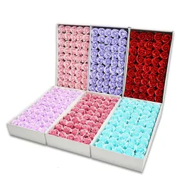 Faux Floral Greenery 50pcs Valentine's curling edge rose soap flower flowers head immortal flower bouquet gift box diy wedding home decor material 230530