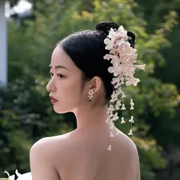 Nowy nagłówek ślubny Nowy Super Immortal Flower frędzla Spinka prosta Sen Pearl Hair Spin Suknia ślubna Wedding Akcesoria