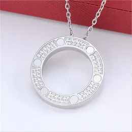 colar de diamantes de design feminino joias de aço inoxidável ovais anéis entrelaçados casal acessórios de amor colares de corrente de titânio colares de ouro de designer