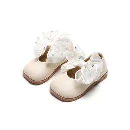 Children039s Flats Lace Big Bow Princess Party Performance Shoes Baby Student Girl Shoes for Kids Soft Sole PU Leather3079303