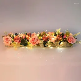 Vases Transparent Clear Acrylic Long Flower Vase Rectangular For Dining Table Wedding Decoration Rose Gift Box With Light