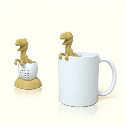 Hot Creative Dinosaur Baby Shape Tea Infuser Siles Food Grade Silicone Tyrannosaurus Leaf Herbal Spice Filter Tepås Tillbehör