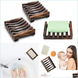 Soap Dishes 2 Styles Natural Wooden Bamboo Dish For Bath Shower Plate Bathroom Drop Delivery Home Garden Accessories Dhb1W