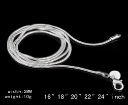 2mm yılan zinciri kolye 925 Sterling Gümüş Moda Zincirleri Kadın Mücevher Kolye DIY Aksesuarları Ucuz 16 18 20 22 24 inç3742028