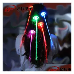 Other Event Party Supplies Led Flash Braid Women Colorf Luminous Hair Clips Barrette Fiber Hairpin Light Up Bar Night Xmas Toys De Dh18U