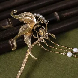 Horquilla de estilo antiguo, horquilla versátil de cristal de mariposa, tocado clásico, horquilla Hanfu, horquilla de palacio, accesorios de disfraces antiguos para mujer