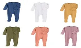 KDFN 9 Farben Neugeborenen Baby Feste Overalls Langarm Onesies Kinder Designes Kleidung Jungen Säuglings Mädchen Strampler Plain Gestrickte Baumwolle8498949