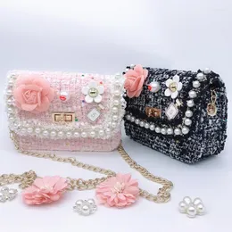 Abendtaschen Mode Süße Quadratische Perle Blume Mini Umhängetasche Kette Schulter Kinder Handtaschen Für Mädchen Geldbörsen Frauen Casual Tasche