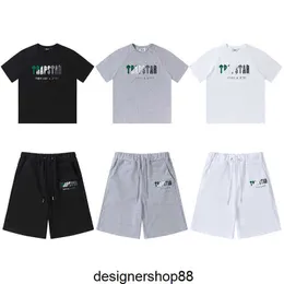 2023fw High Quality Designer Men's T-shirts Trapstar Green White Towel Embroidery Short Sleeve Relaxed T-shirt Sports Shorts Capris