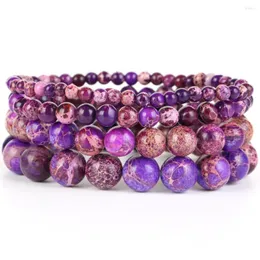 Strand 4/6/8/10mm Natural Stone Bracelet Purple Sea Sediment Jaspers Beads For Men Women Jewelry Gift Healing Energy