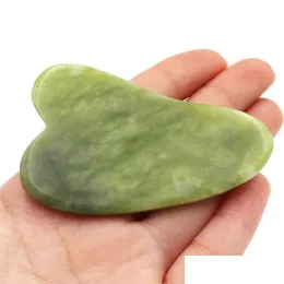 Andra hemträdgårdar Gua Sha Jade Set Natural Stone Guasha Roller Masr Drop Delivery DH2ol