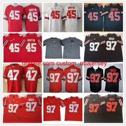 College Football Jersey 97 Joey Bosa 45 Archie Griffin 47 AJ Hawk Cucito di alta qualità Rosso Nero Bianco Grigio