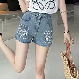 Summer sexy shorts Women's Jeans With Triangle Label Jean Pant Straight Leg Pants Classic Back Pocket Triangle emale Trousers loewe