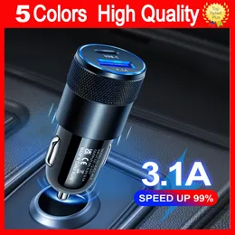 New 3.1A USB+PD metal car charger one tow two Type-C aluminum alloy gun threaded car charger for mobile phone Car-Charge Car-Charger Cars Charging Quick Charge Free ship