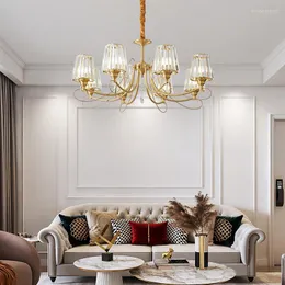 Lampy wiszące amerykański wiejska prosta salon lekka luksusowa atmosfera nowoczesna jadalnia sypialnia kreatywna willa brązowa cała miedziana żyrandol