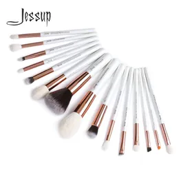 Pędzle Jessup Beauty Makeup Pędzle Zestaw 15pcs Naturaltetyne włosy pinceau maquillage mieszanie proszek narzędzie kosmetyków T222