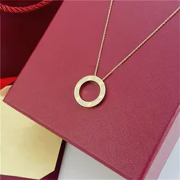 Fashion Designer circle Pendant Necklaces Gold Plated Alloy Crystal Rhinestone couple mens womens jewelry Accessories long chains customized silver necklace