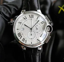 Moda z najwyższej półki zegarek kwarcowy z chronografem mężczyźni złota srebrna tarcza klasyczny stoper Design zegarek na rękę panowie dorywczo skórzany pasek pasek ze stali nierdzewnej zegar 1614