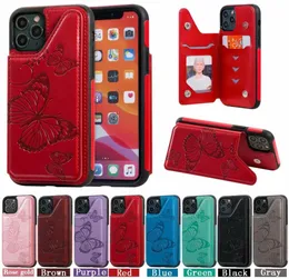 Shockproof Leather 3D Embossed Butterfly Buckle Stand Wallet Cases For iPhone 11 Pro Max 13 12 XR X 8 7 6 SE7924275