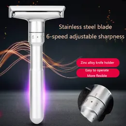 Electric Shavers Adjustable Safety Razor Dual Side Classic Mens Shaving Gentle to Aggressive 16 Gears Hair Removal Shaver with 5 Blades 230530
