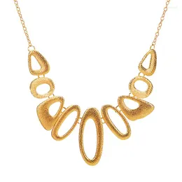 Chains Steampunk Statement Necklaces Women Gold Color Metal Irregular Scrub Bib Choker Necklace Geometric Water Drop Pendants Jewelry