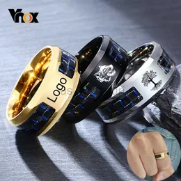 Band Rings Vnox Anpassa 8mm herrarring kolfiber bröllop band personlig enkel bild meningsfull gåva till make pappa j230531