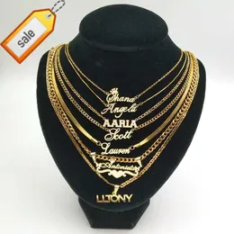 Custom Name Pendant Necklaces Personalized Gold Stainless Steel Fashion Men Women Nameplate Jewelry Initial Letter Necklace