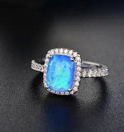 Exquisite Women039 s 925 Sterling Silver Ring White Blue Purple Green Red Princess Cut Fire Opal Diamond Jewelry Birthday Propo7005769