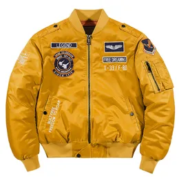 Herrjackor Autumn Bomber Jacket Män tjock varm bomullsfoder Flight Pilot MA-1 Jackor Rockar Fashion Hip Hop Streetwear Plus Size 5xl 230531