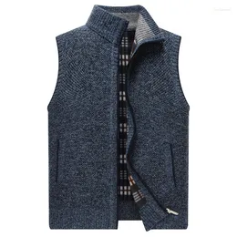 Men's Sweaters Sweater Autumn Warm Sleeveless Vest Outerwear Knitted Thick Mens Zipper Winter Sweatercoat Casual Cardigan