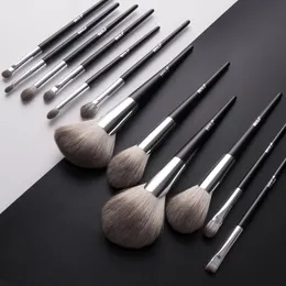 Brushes BEILI 12 pcs Black Professional Synthetic Makeup Brushes Set Fan Powder Foundation Eyebrow Eyeshadow Make up Brushes with bag