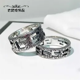 gioielli di design braccialetto collana anello quadrato scava fuori ANELLO 925 tendenza modello intagliato per uomini donne amanti di alta qualità